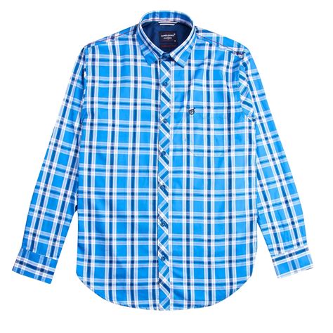 Check Cotton Shirt in Slate blue 